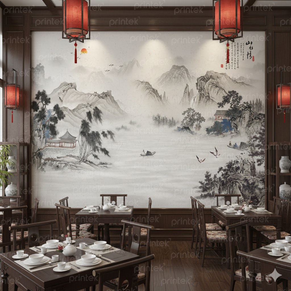 Tranh dán tường thủy mặc, in tranh dán tường theo yêu cầu - ADB13324121