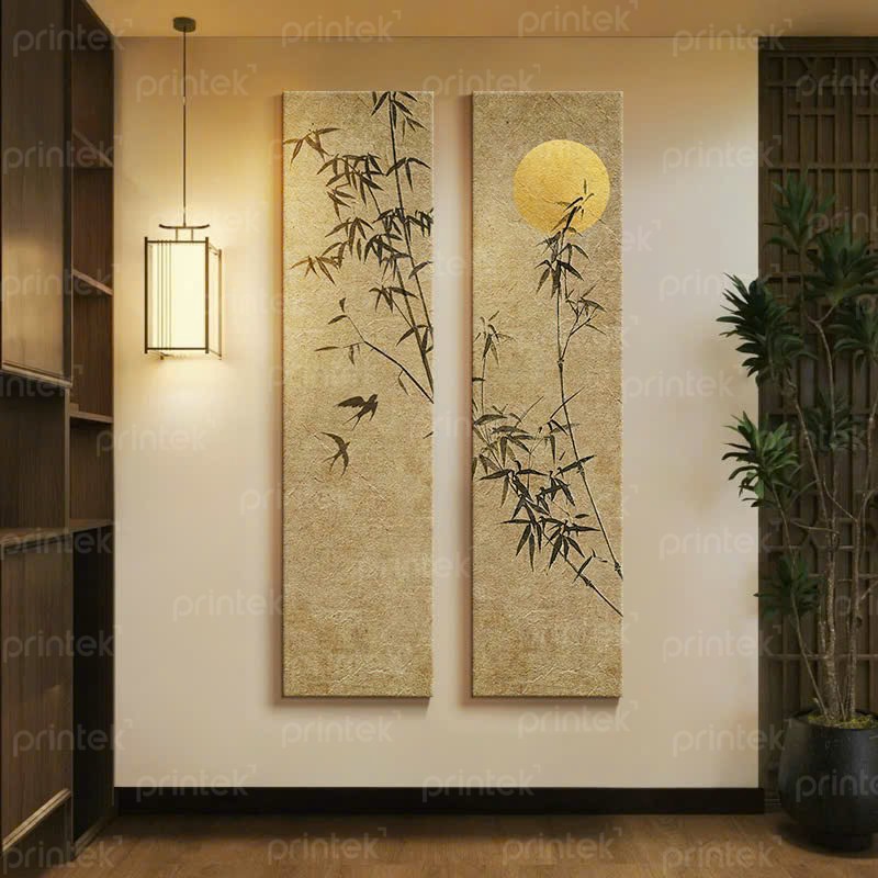 Bộ 2 tranh thủy mặc cành trúc - TT146711