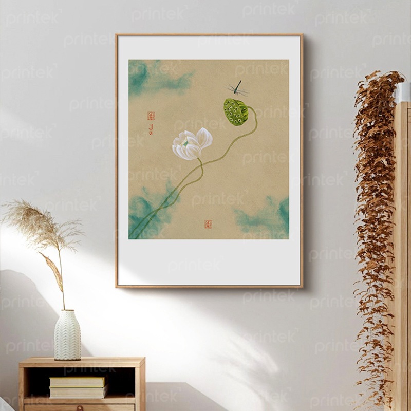 Tranh hoa sen decor phòng khách - HS215611