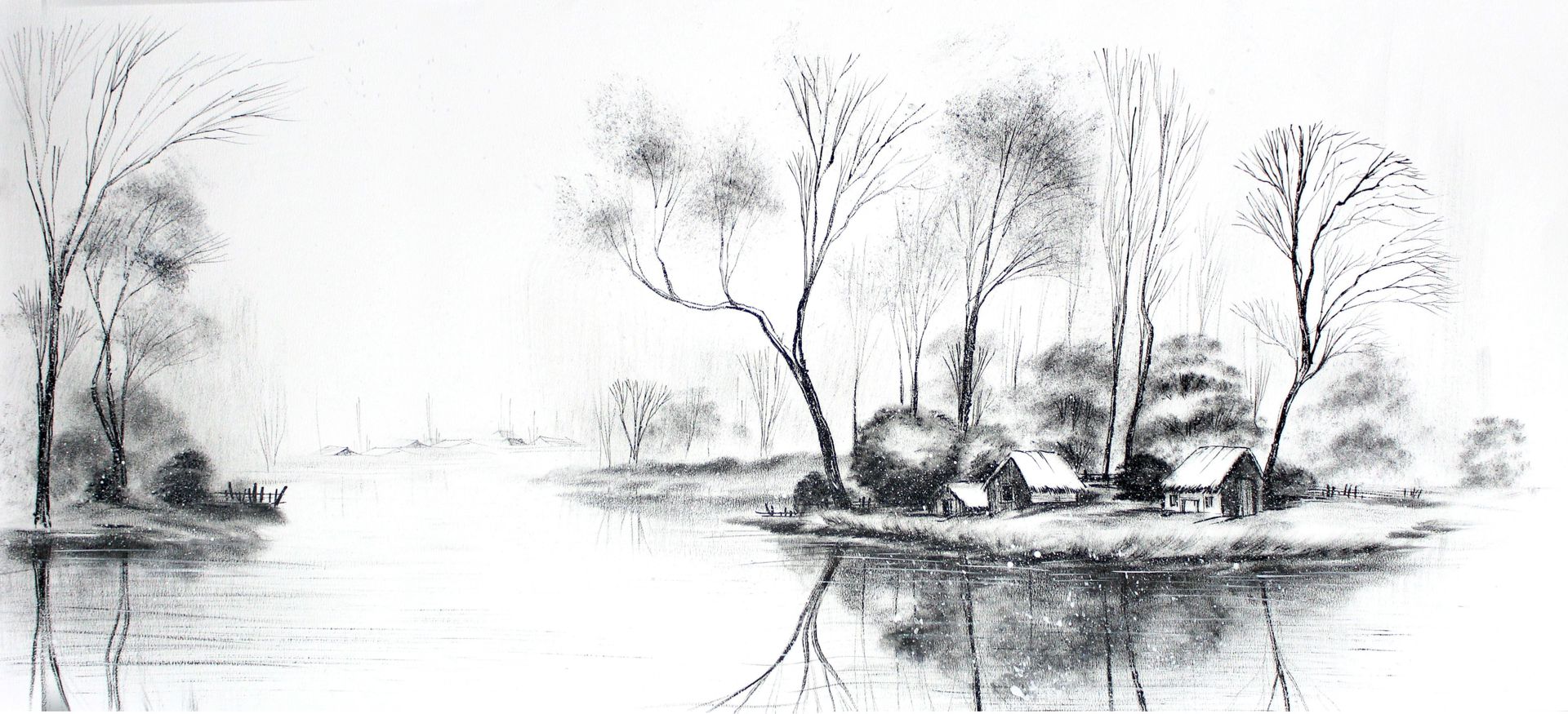 tranh phong cảnh trắng đen