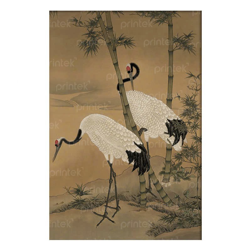 Tranh chim hạc phong cách indochine, tranh canvas - IN3442
