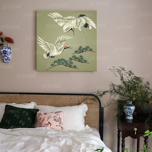Tranh tùng hạc diên niên trang trí phòng ngủ