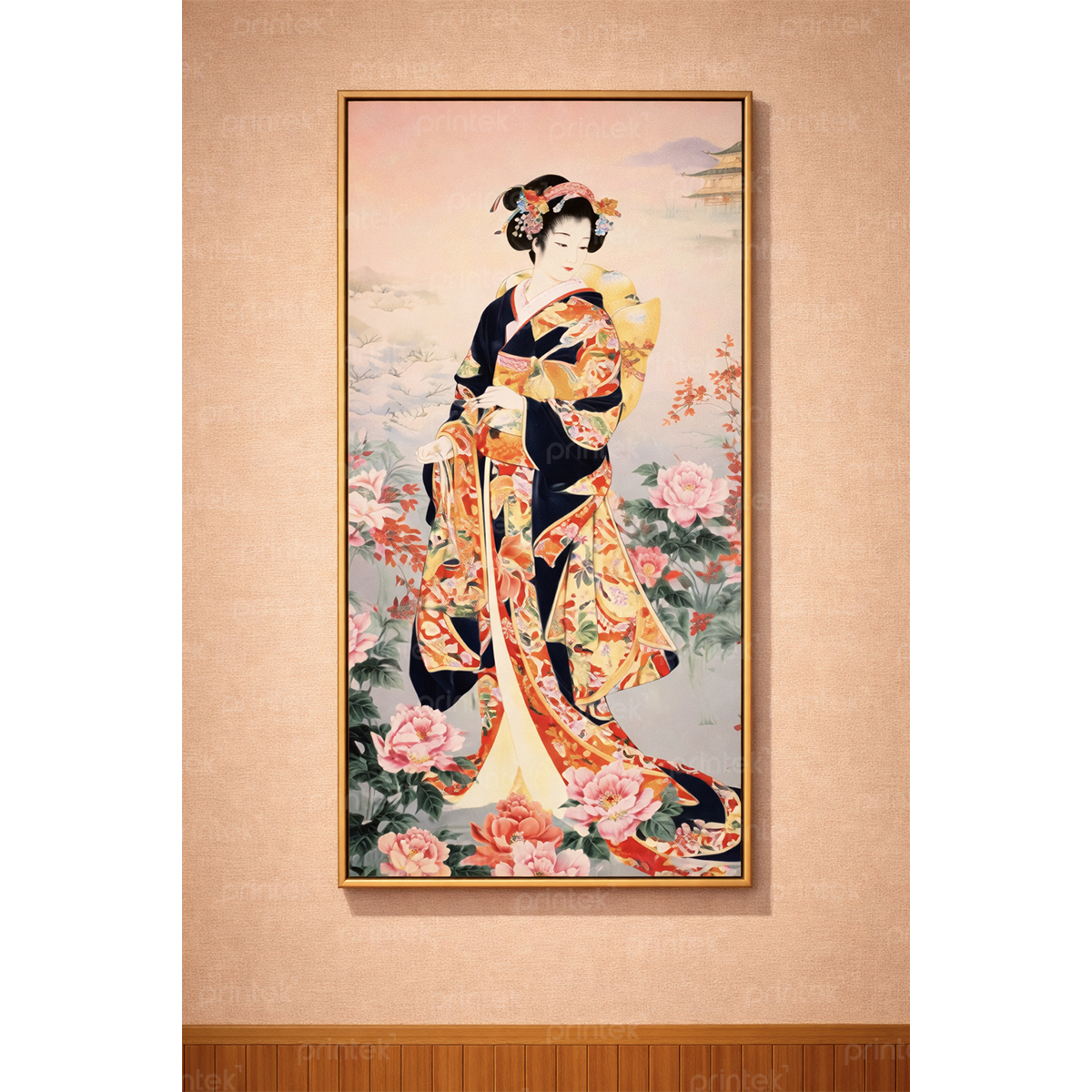 Tranh cô gái mặc kimono, trang trí nhà hàng, quán ăn Nhật Bản - TB13323164