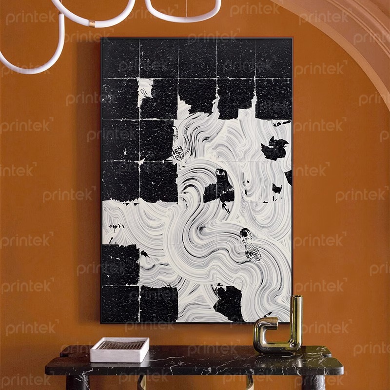 Tranh trừu tượng đen trắng, size 90x140cm - TT7256