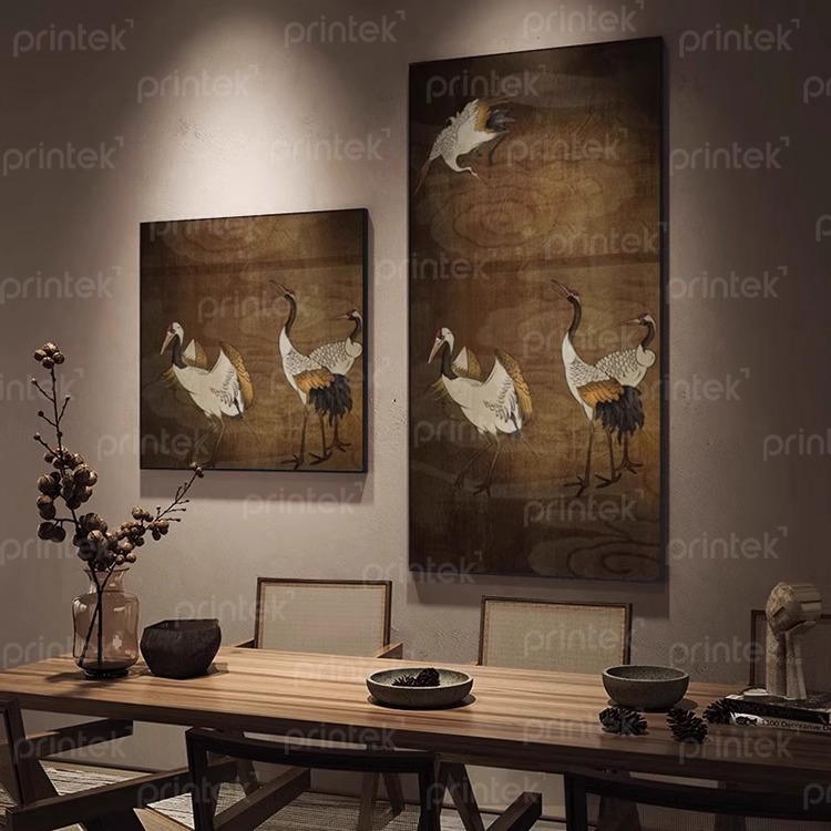 Tranh tùng hạc diên niên trang trí phòng trà đạo
