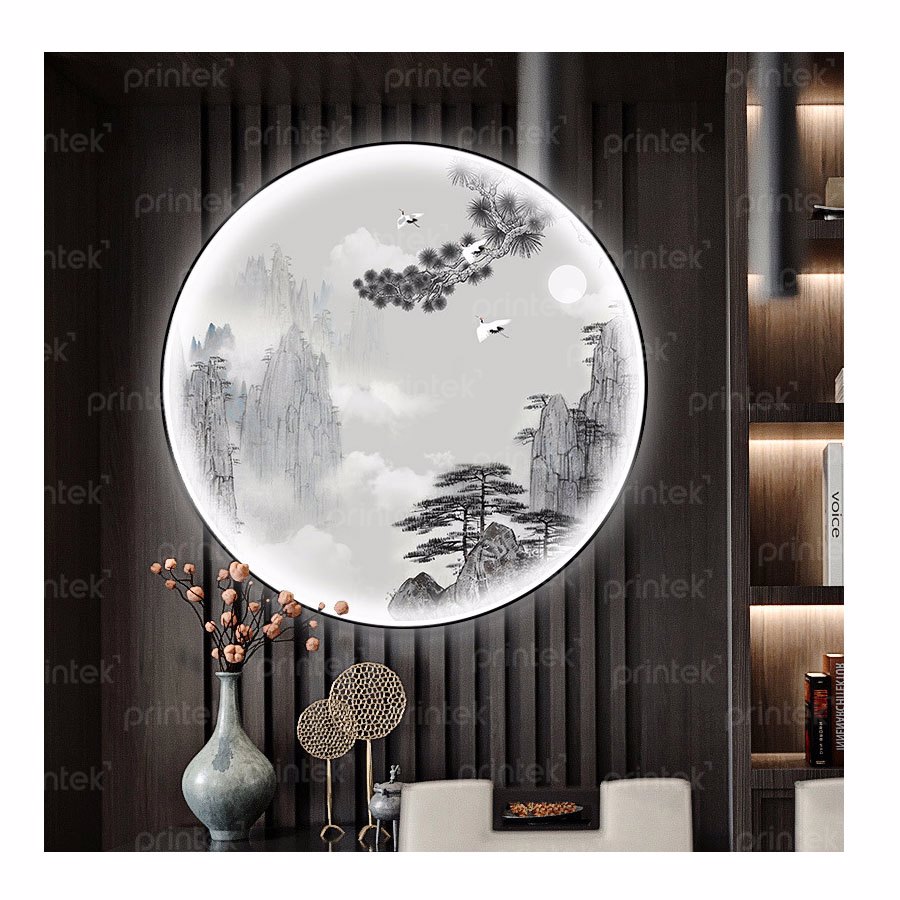 Tranh thuỷ mặc tráng gương, tranh đèn led cao cấp - LED024