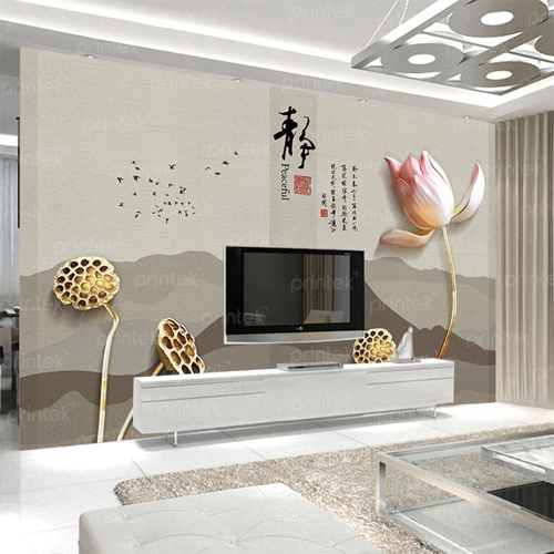 Tranh dán tường 3d hoa sen - TB332458124