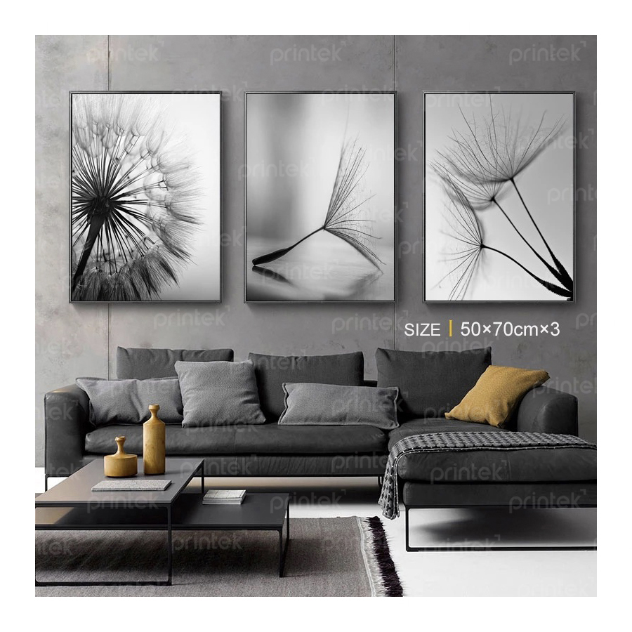 Bộ 3 tranh hoa đen trắng - H1767