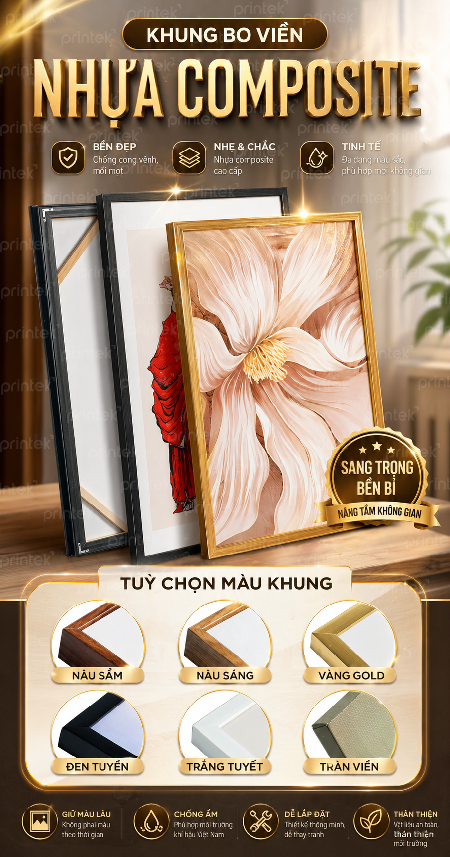 Khung nhựa siêu nhẹ giả gỗ siêu sang