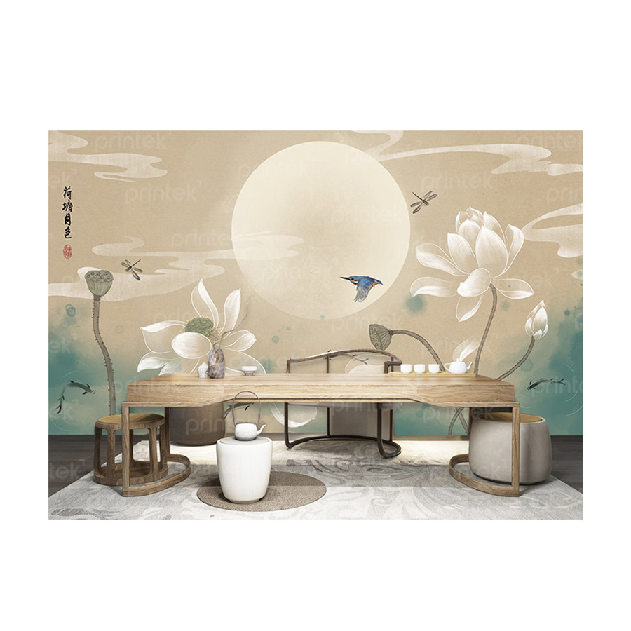Tranh dán tường hoa sen, in tranh dán tường theo yêu cầu - ADB13324190