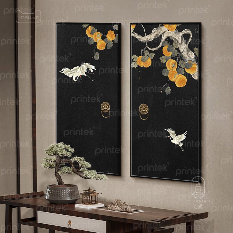 Bộ 2 tranh chim hạc, trang trí phòng trà - ID98014