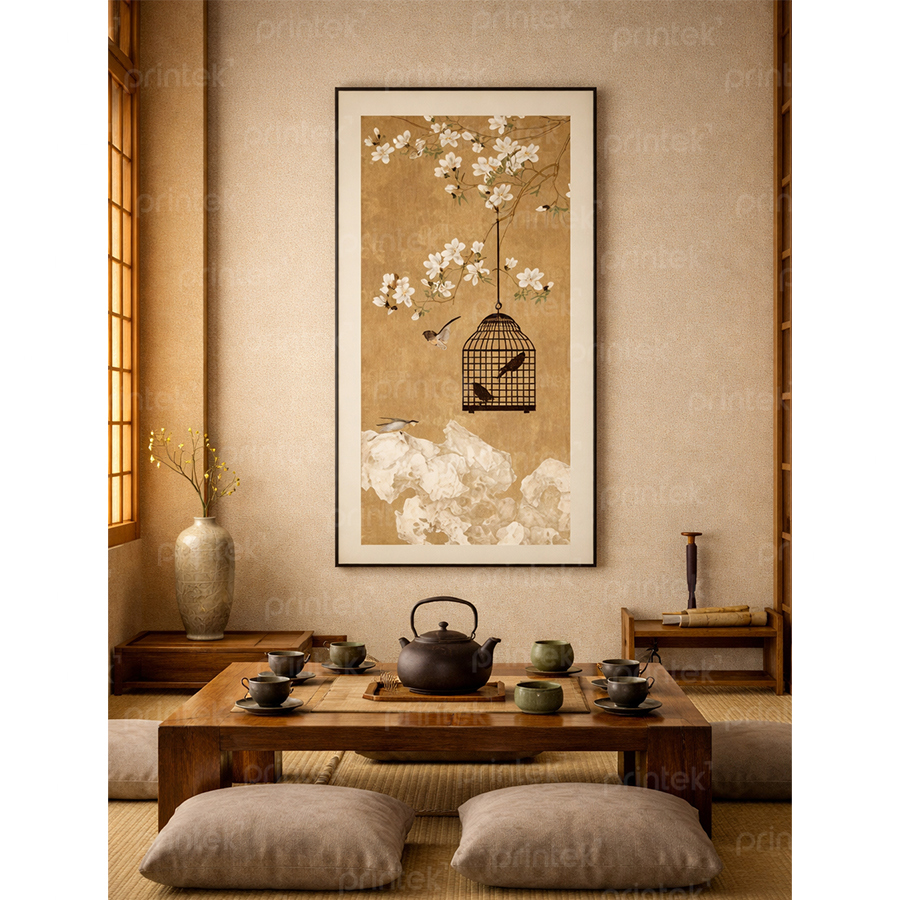 Tranh Canvas treo tường hoa và chim - ID167004