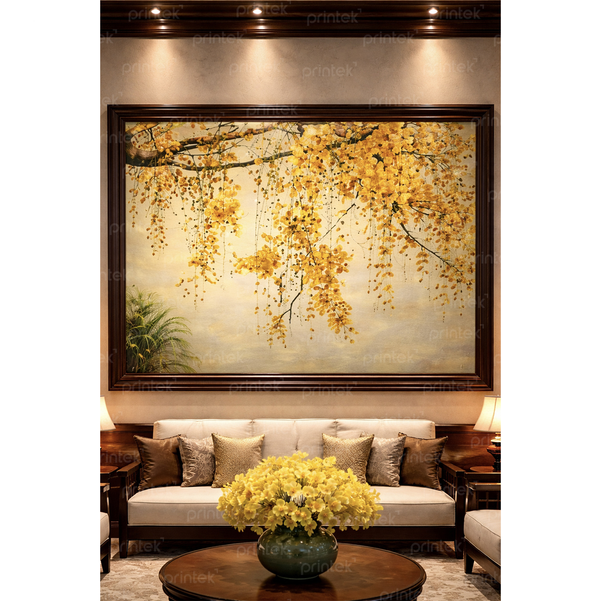 Tranh hoa Muồng hoàng yến, đã có khung - ST0704