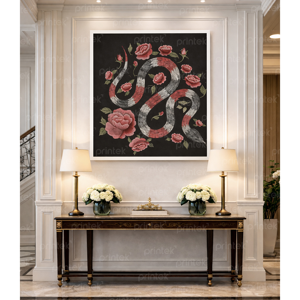 Tranh trừu tượng rắn và hoa hồng – MS4786