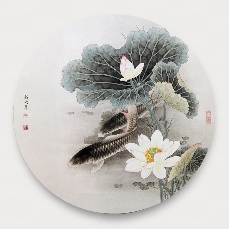 Tranh tròn cá chép decor phòng thờ - TT04301