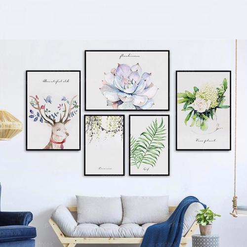 Bộ 5 tranh hoa lá, đã có khung – MS4440