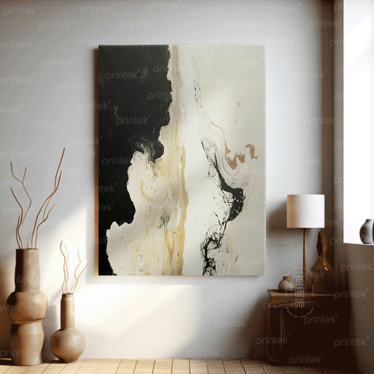 Tranh trừu tượng Wabi Sabi, tranh treo tường canvas - TT5713