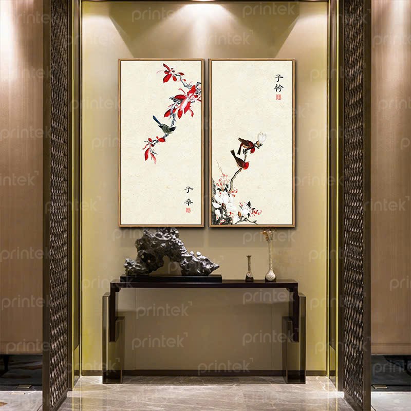 Bộ 2 tranh hoa và chim - TS179653