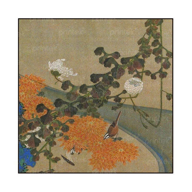 Tranh canvas hoa và chim khổ vuông - ID167009