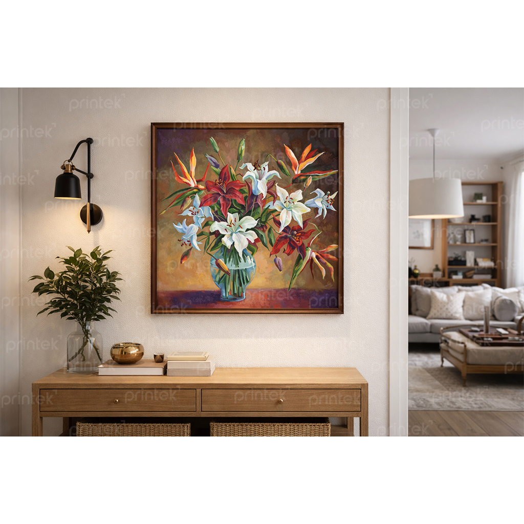 Tranh canvas tĩnh vật chủ đề Hoa, đã có khung - DC-ST2646