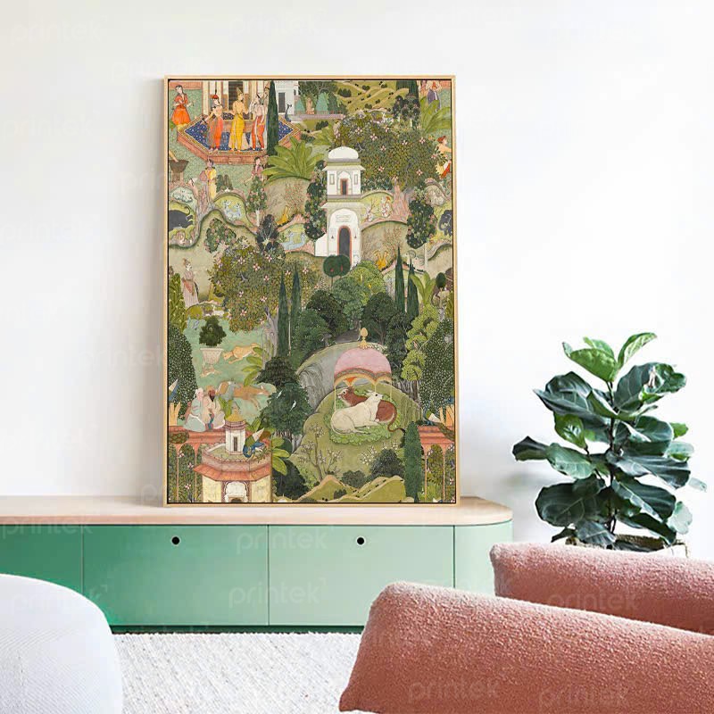 Tranh phong cách Mughal Ấn Độ, tranh treo tường canvas - TT2517