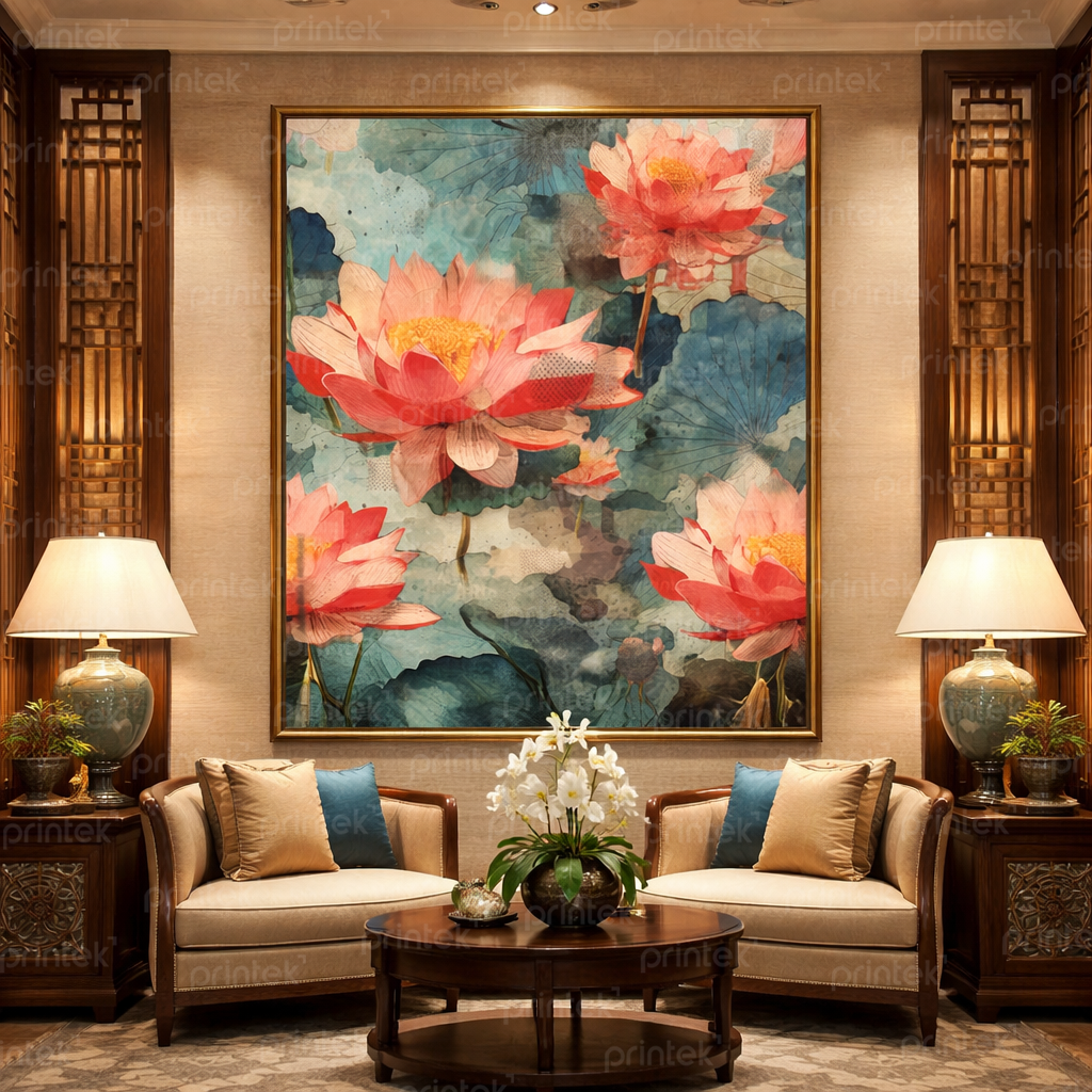 Tranh canvas hoa sen treo tường - MF33245161