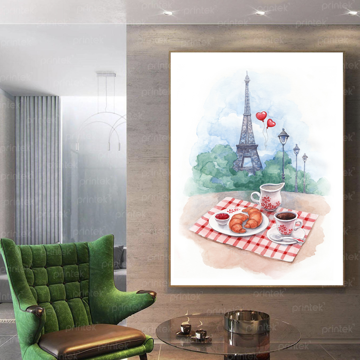 Tranh phong cảnh đẹp tháp Eiffel nước Pháp, đã có khung – ST534