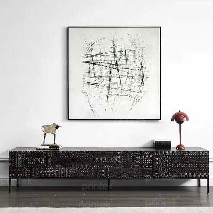 Tranh trừu tượng tối giản, tranh đen trắng - TT3268