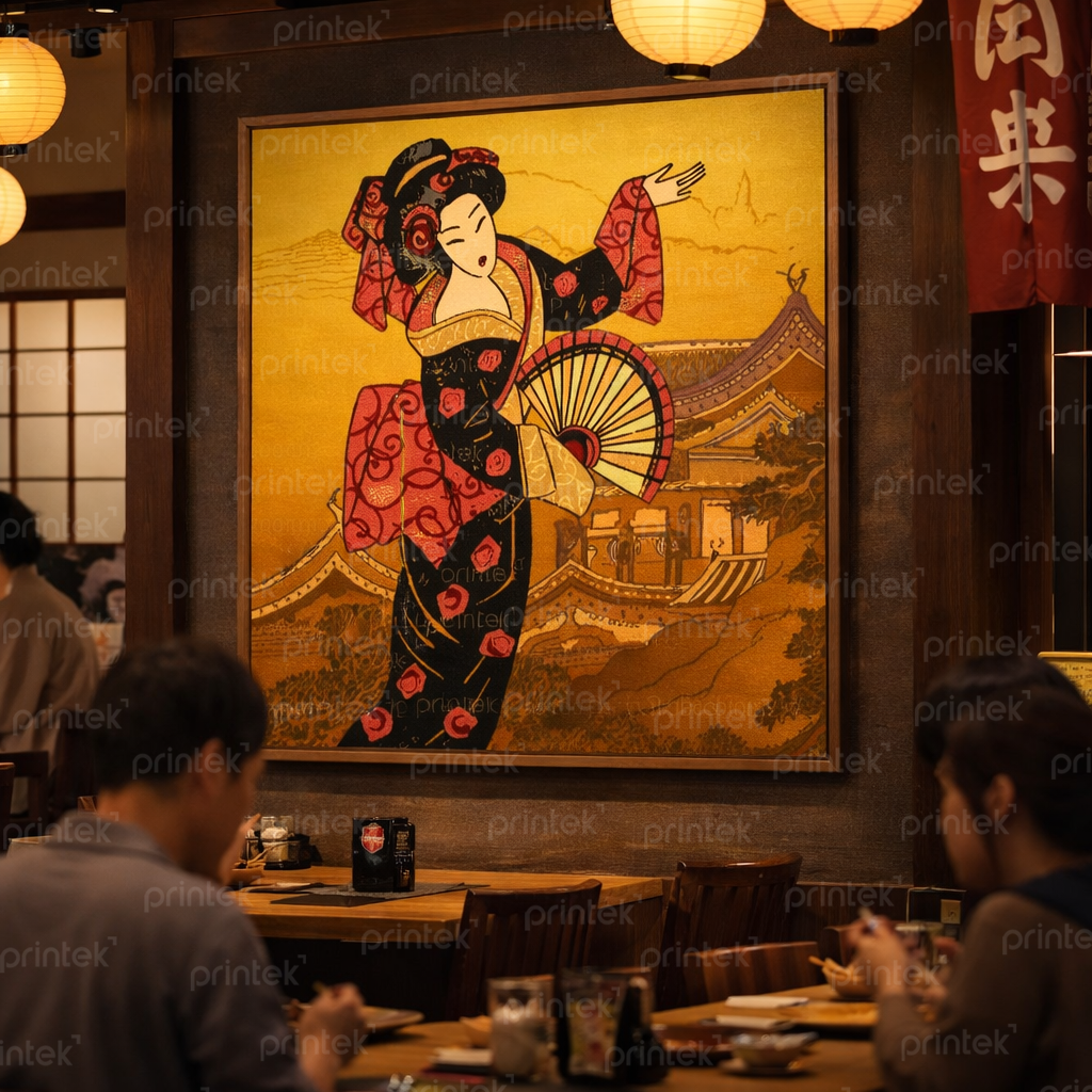 Tranh Cô gái kimono trang trí nhà hàng Nhật Bản - ST3422