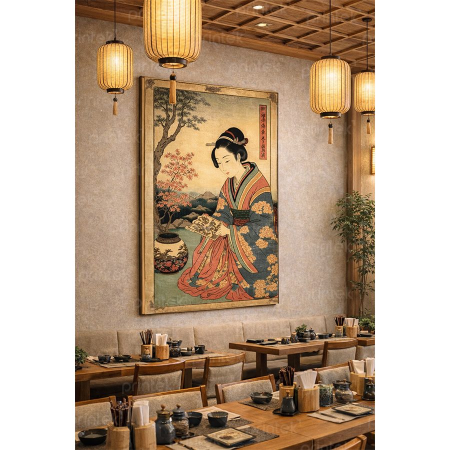 Tranh cô gái kimono trang trí nhà hàng Nhật Bản - ADB921