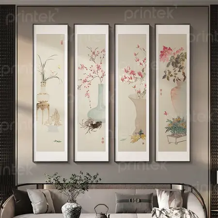 Bộ tranh tứ quý treo phòng trà - TT18927
