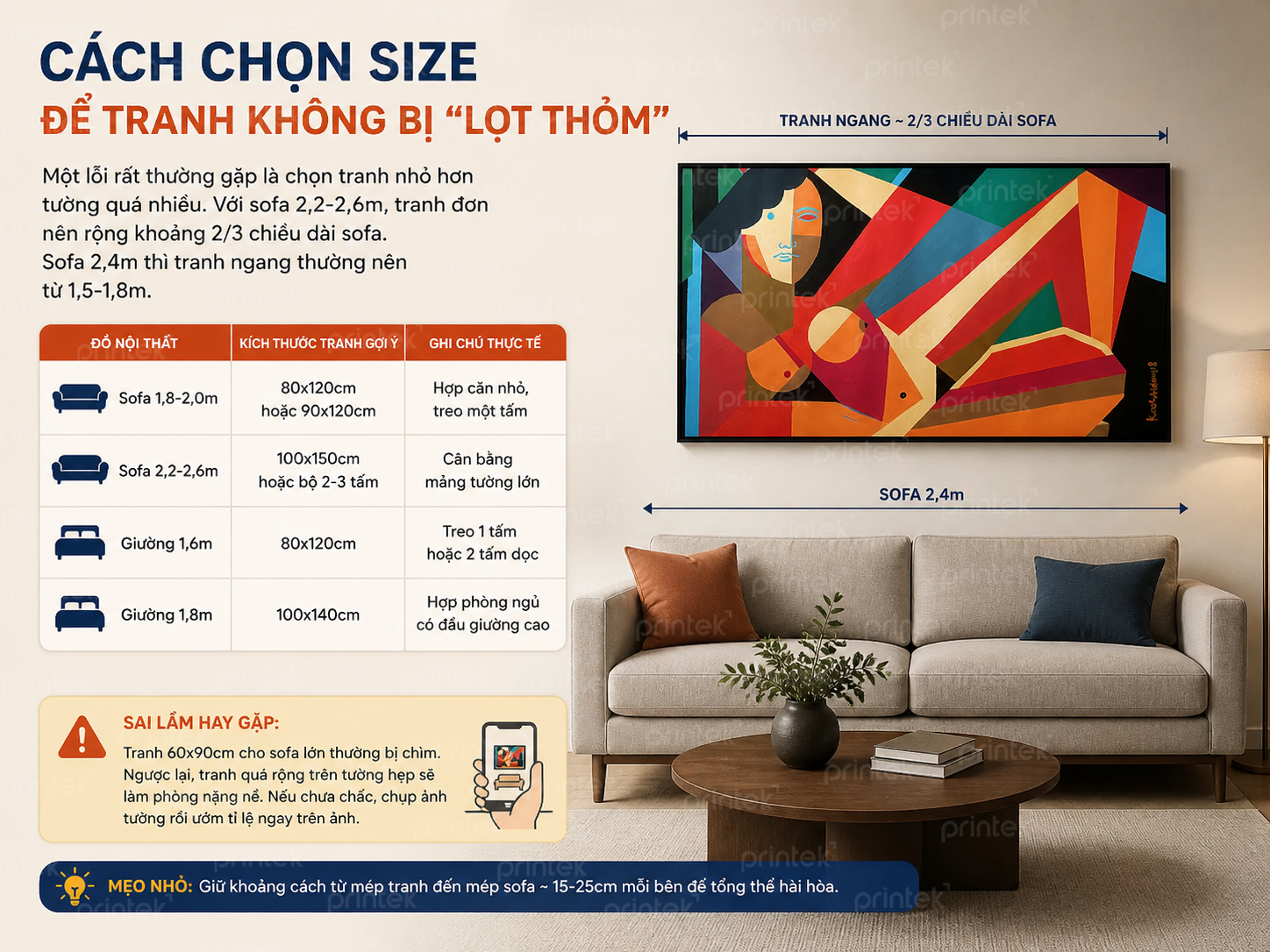 Cách chọn size tranh trừu tượng