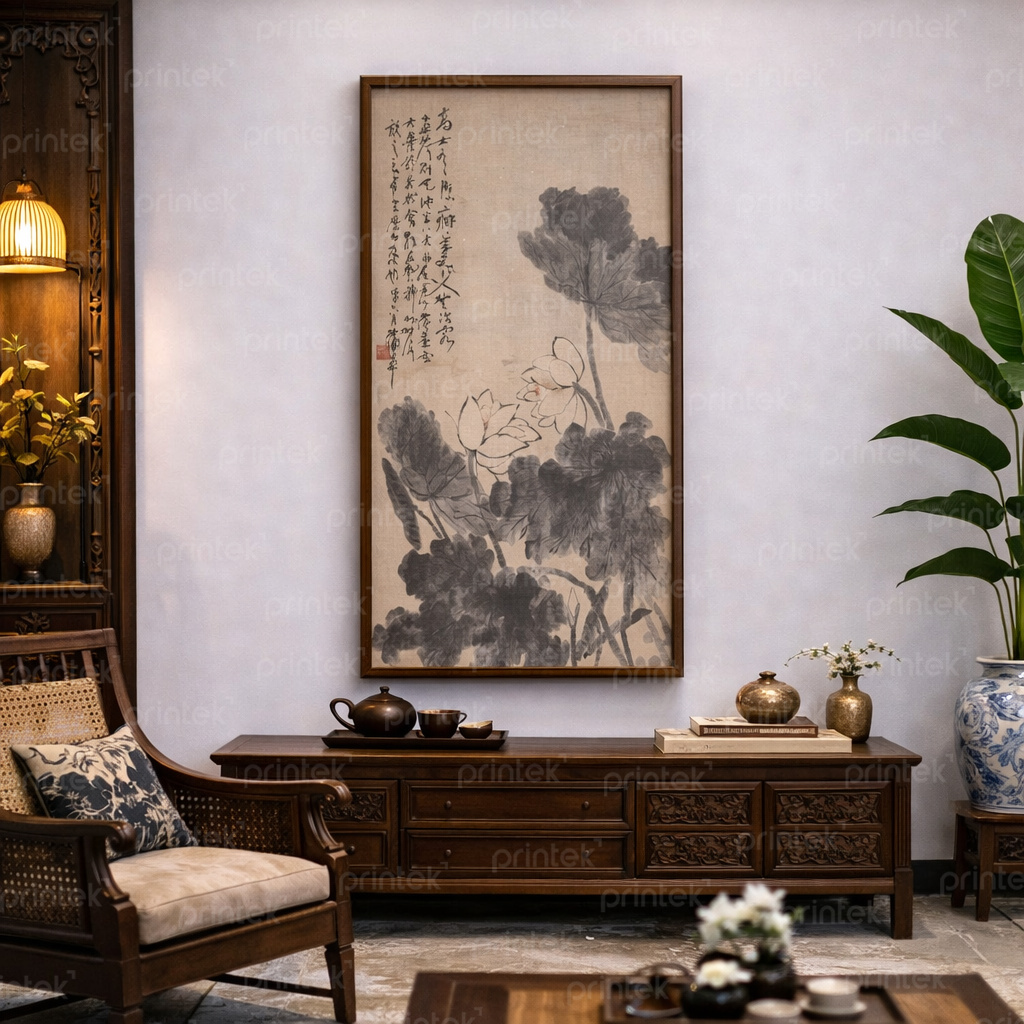 Tranh thủy mặc hoa sen - IN9918