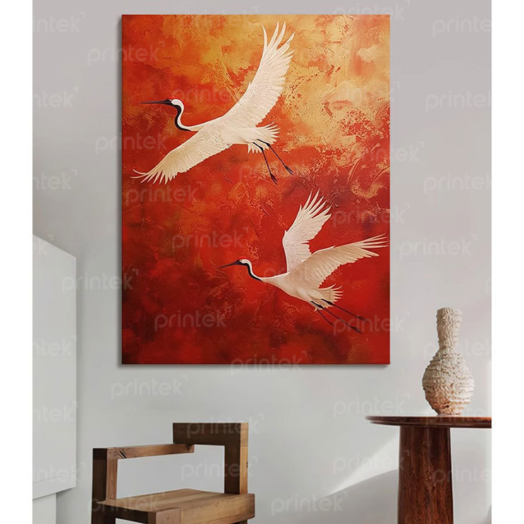 Tranh treo tường chim hạc trang trí phòng khách - PT0192