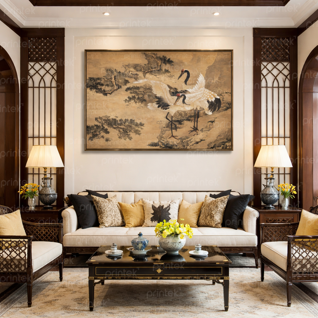 Tranh tùng hạc diên niên, tranh phong thủy tài lộc - IN6605