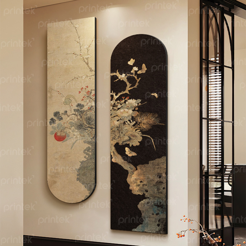 Bộ 2 tranh hoa và chim khung vòm phong cách indochine - KV0162