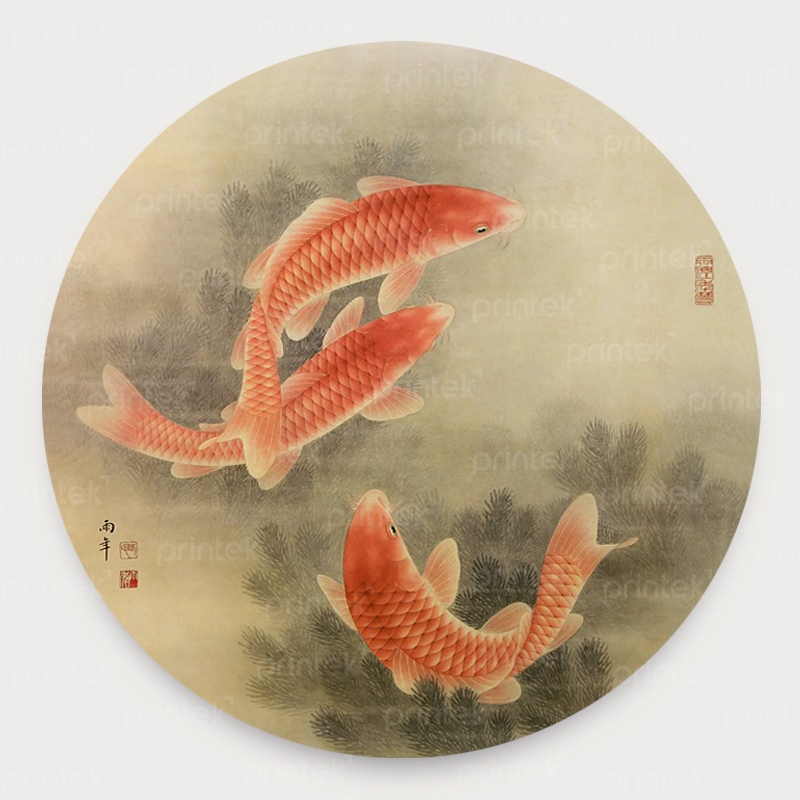 Tranh tròn cá chép decor phòng thờ - TT75127