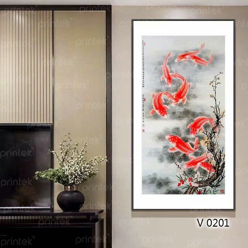 Tranh canvas Cửu ngư quần hội - TM793113