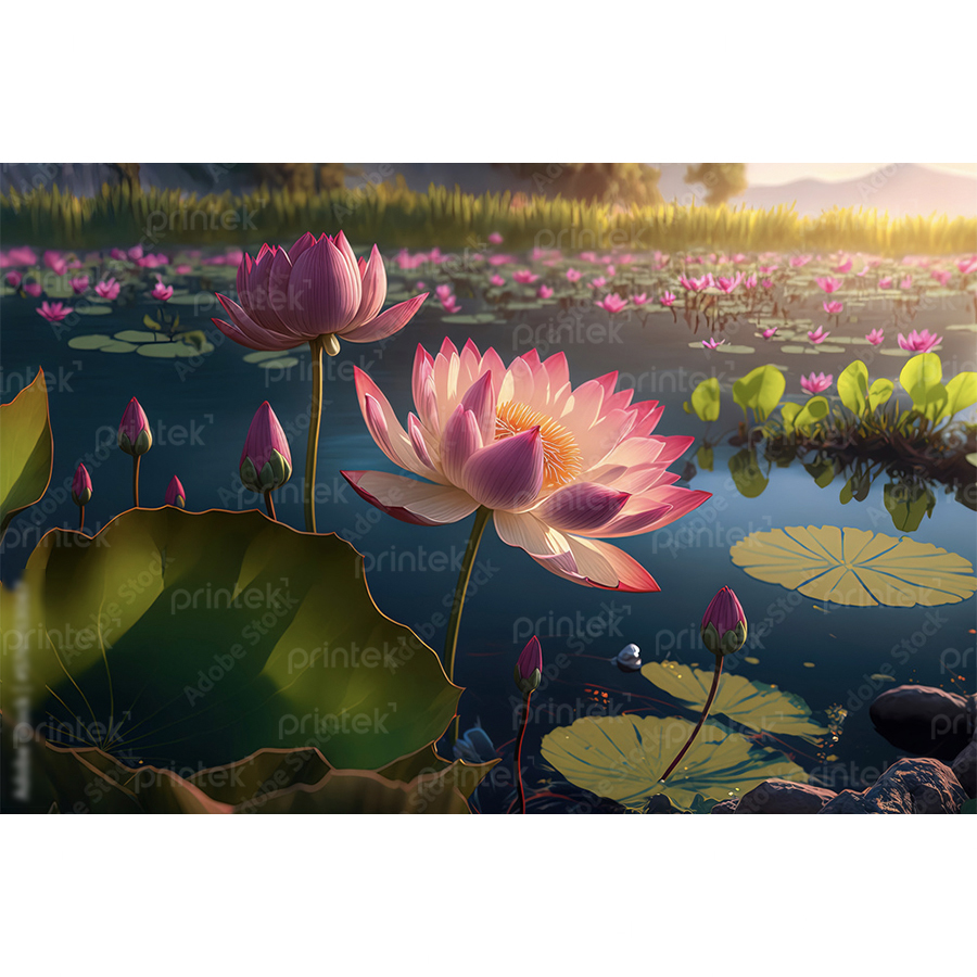 Tranh hồ sen đã có khung - ABD20