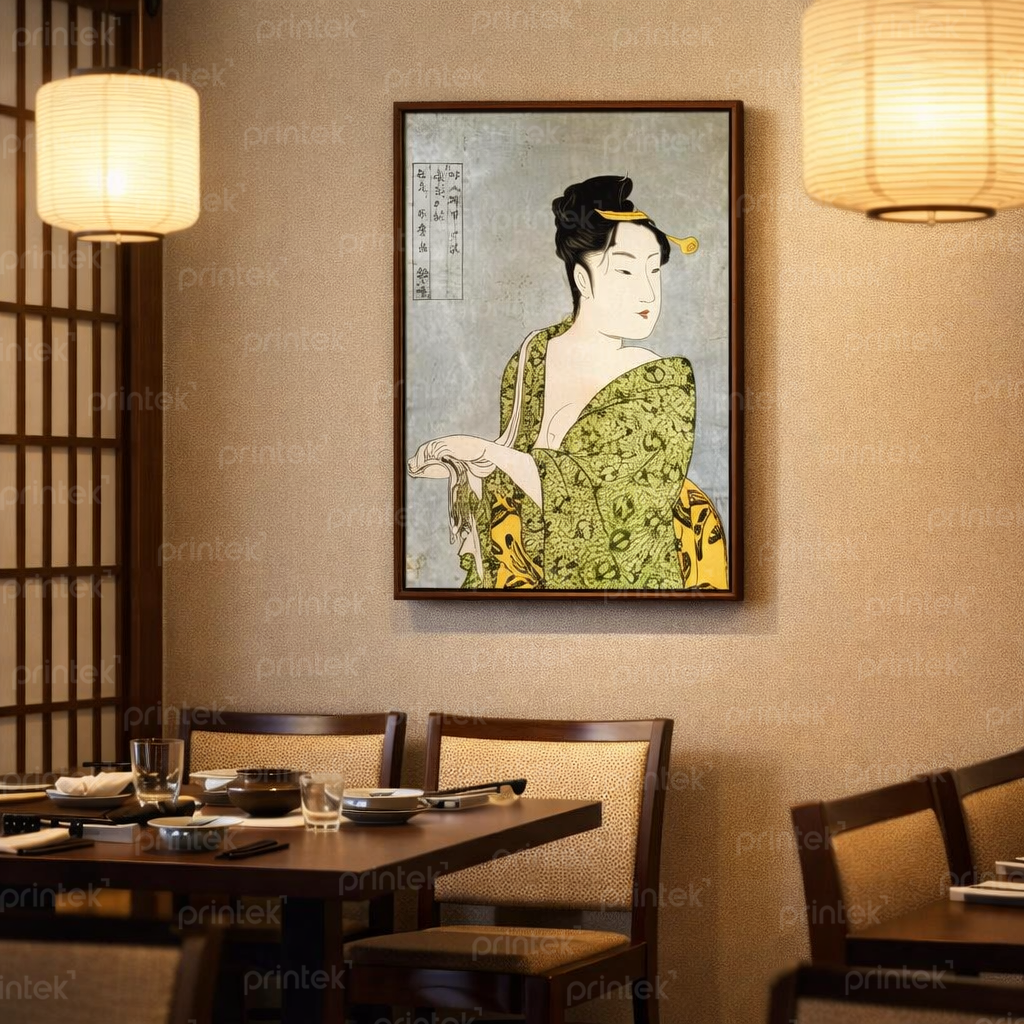 Tranh cô gái mặc kimono, trang trí nhà hàng, quán ăn Nhật Bản - TB13323193