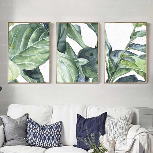 Bộ 3 tranh lá cây, đã có khung – MS4362