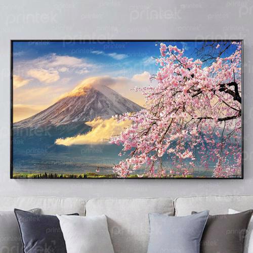 Tranh treo phòng khách núi Phú Sĩ và hoa anh đào Nhật Bản – MS4617