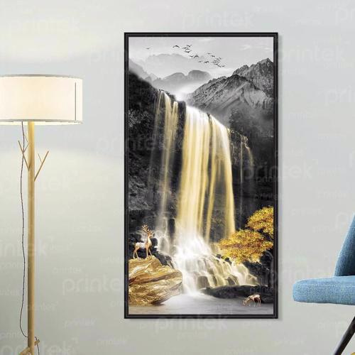 Tranh thác nước phong thủy treo tường tài lộc may mắn – MS4993