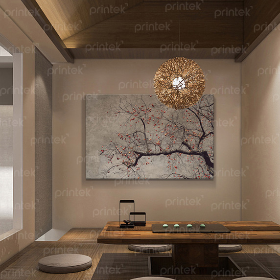 Tranh cành hồng tối giản phong cách wabi-sabi