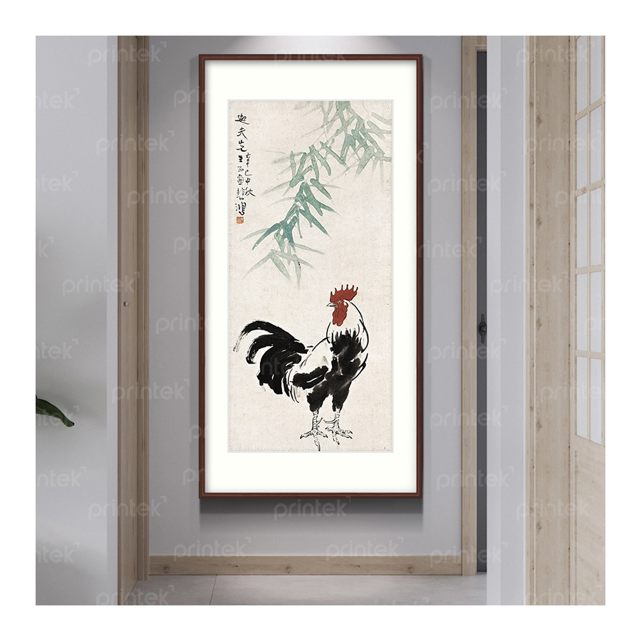 Tranh gà trống, đã có khung - 01Cn01mu