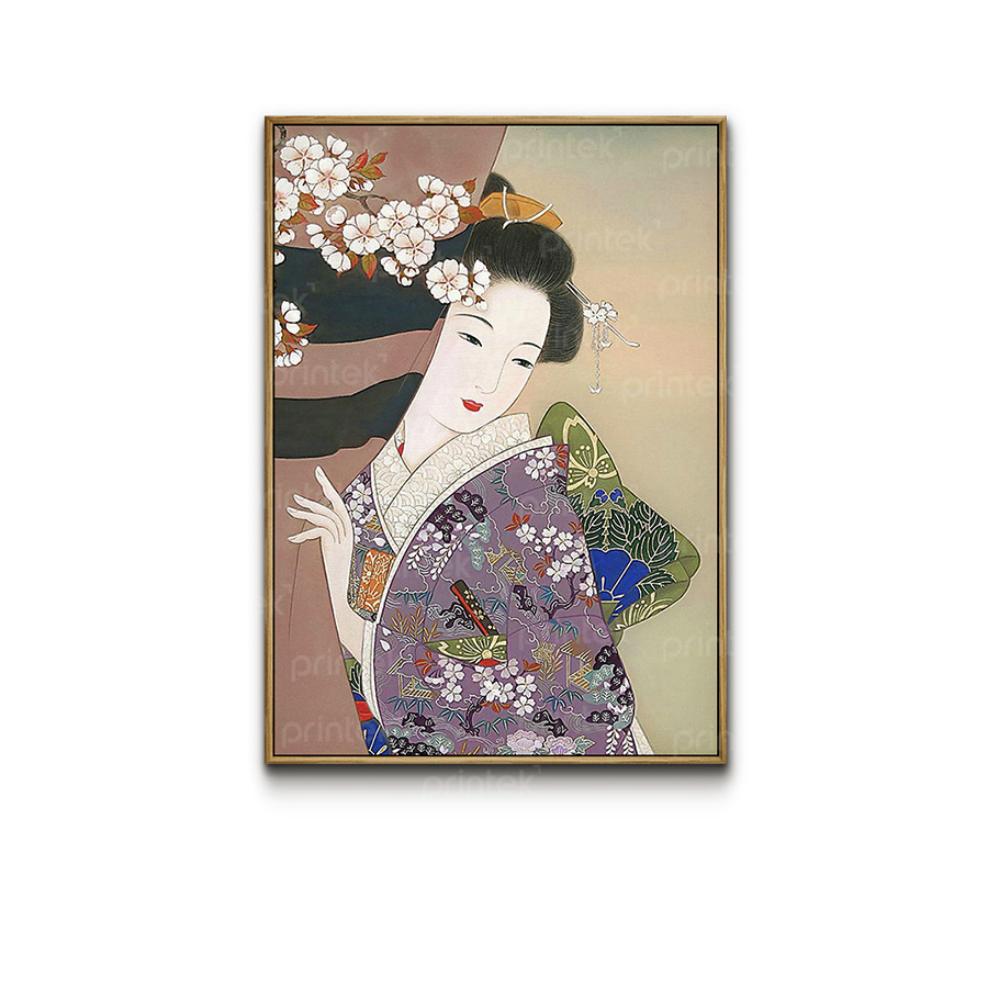 Tranh cô gái mặc kimono, trang trí nhà hàng, quán ăn Nhật Bản - TB13323225