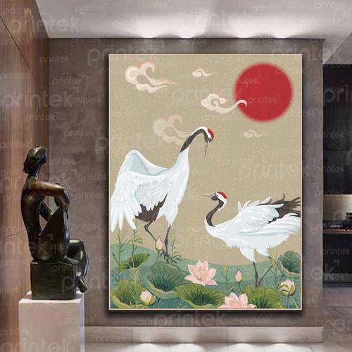 Tranh đôi hạc trắng phong cách Indochine – MS015