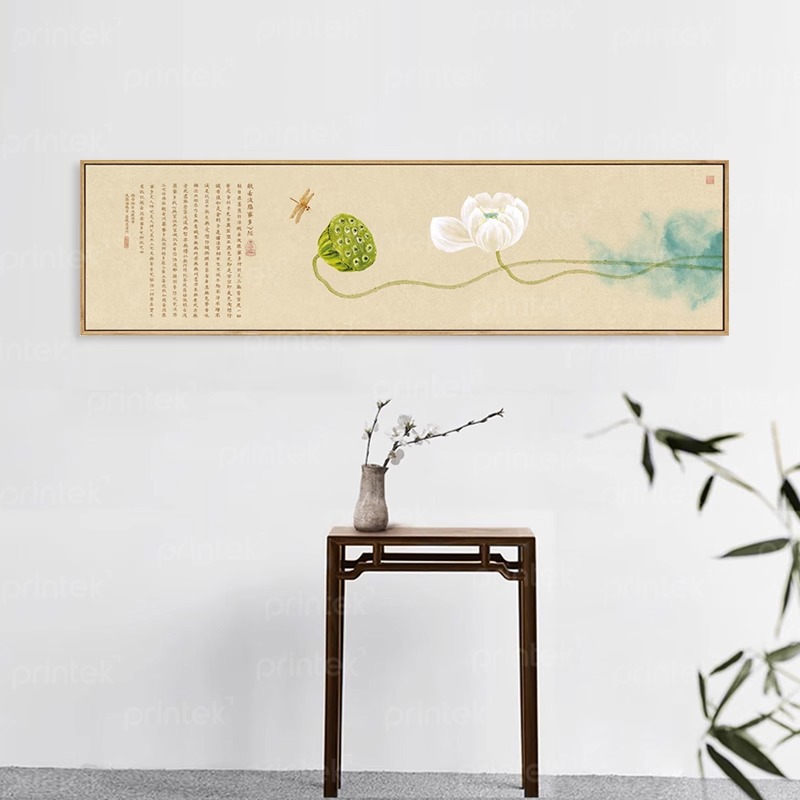 Tranh hoa sen trang trí phòng trà đạo, phòng thiền, phòng thờ - HS002