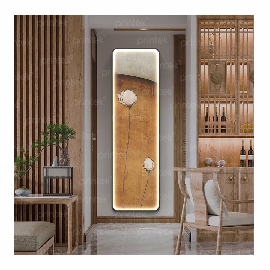 Tranh phong cách indochine tráng gương, tranh đèn led cao cấp - LED041
