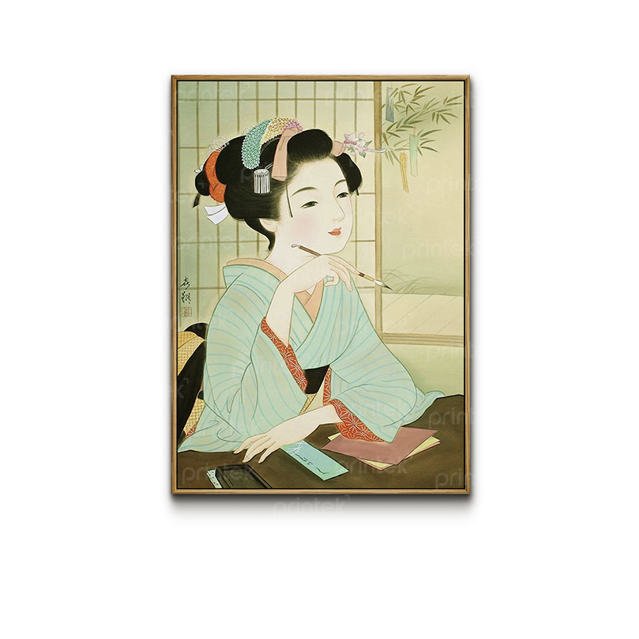Tranh cô gái mặc kimono, trang trí nhà hàng, quán ăn Nhật Bản - TB13323228
